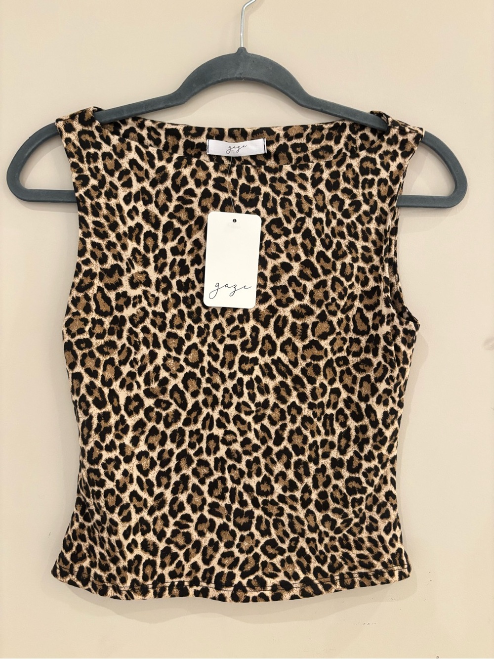 gaze Leopard Print Sleeveless Tank Top - Black and Brown